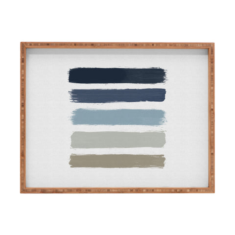 Orara Studio Blue and Taupe Stripes Rectangular Tray