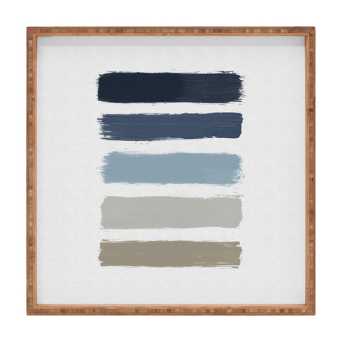 Orara Studio Blue and Taupe Stripes Square Tray