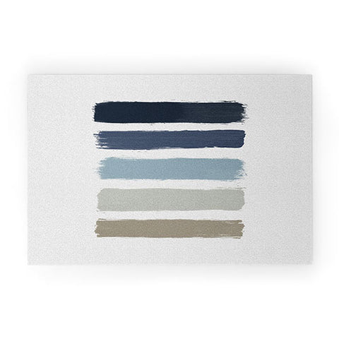 Orara Studio Blue and Taupe Stripes Welcome Mat