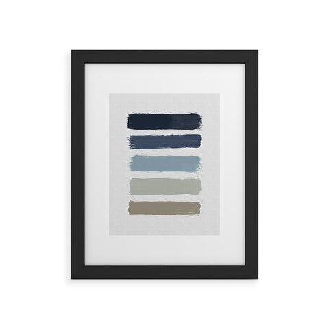 Orara Studio Blue and Taupe Stripes Framed Art Print