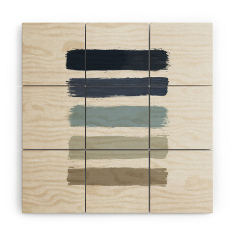 Orara Studio Blue and Taupe Stripes Wood Wall Mural