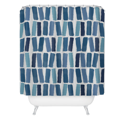 Orara Studio Blue Brush Strokes Shower Curtain