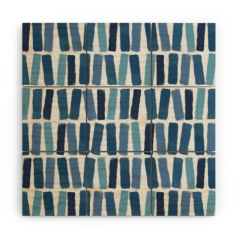 Orara Studio Blue Brush Strokes Wood Wall Mural