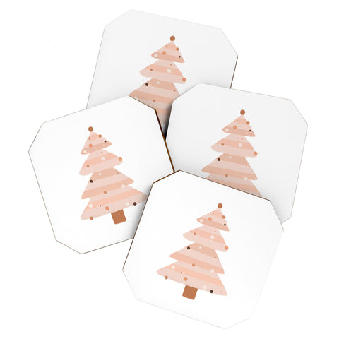 Orara Studio Blush Christmas Tree Coaster Set