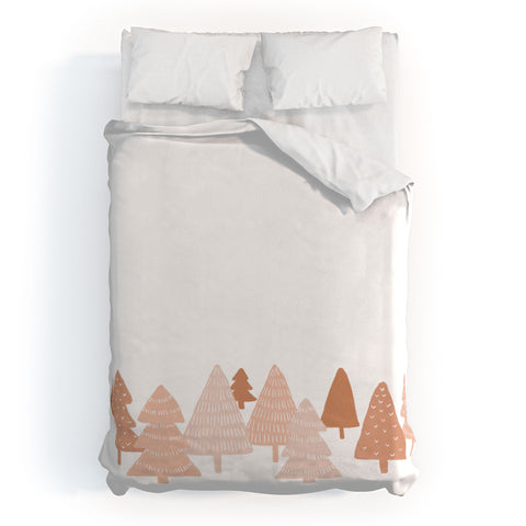 Orara Studio Blush Winter Trees Duvet Cover