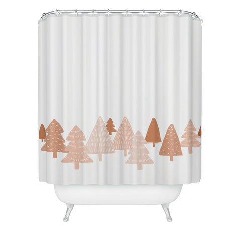 Orara Studio Blush Winter Trees Shower Curtain