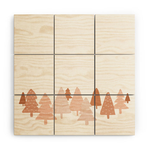 Orara Studio Blush Winter Trees Wood Wall Mural