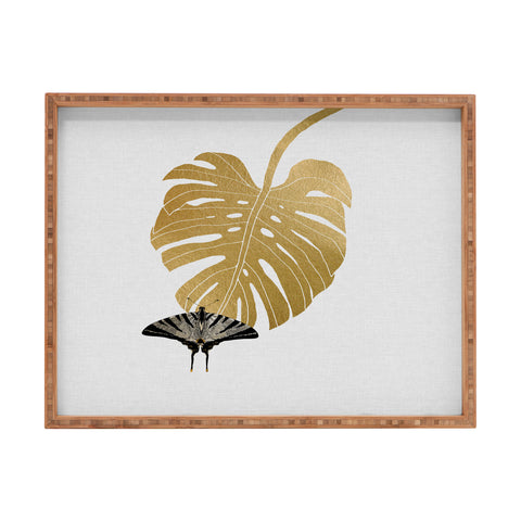 Orara Studio Butterfly and Monstera Leaf Rectangular Tray