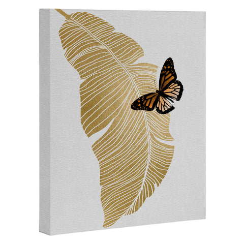 Orara Studio Butterfly and Palm Leaf Art Canvas