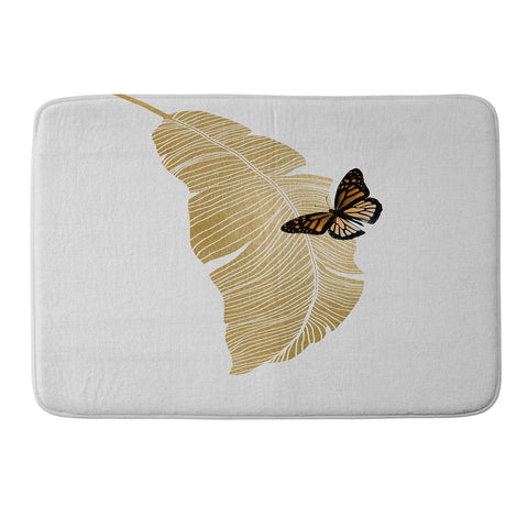 Orara Studio Butterfly and Palm Leaf Memory Foam Bath Mat