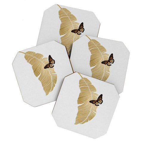 Orara Studio Butterfly and Palm Leaf Coaster Set