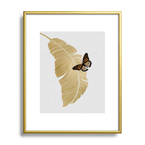 Orara Studio Butterfly and Palm Leaf Metal Framed Art Print