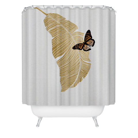 Orara Studio Butterfly and Palm Leaf Shower Curtain
