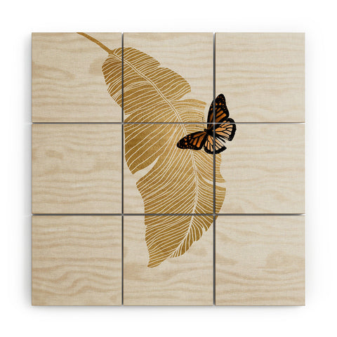 Orara Studio Butterfly and Palm Leaf Wood Wall Mural