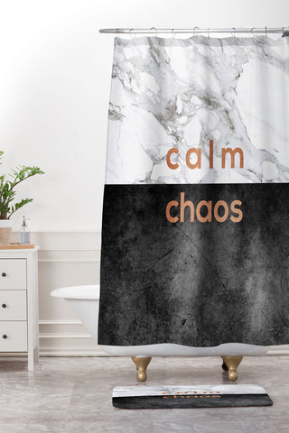 Orara Studio Calm Chaos Marble Quote Shower Curtain And Mat