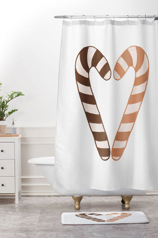 Orara Studio Candy Canes Shower Curtain And Mat
