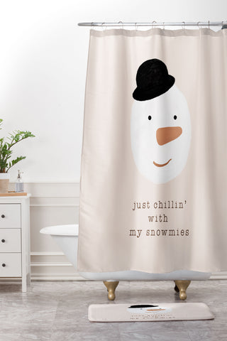 Orara Studio Chilling With My Snowmies Shower Curtain And Mat