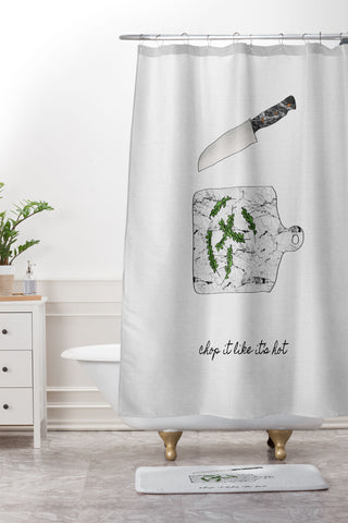 Orara Studio Chop It Kitchen Quote Shower Curtain And Mat