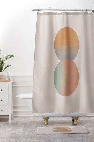 Orara Studio Circle Sun And Moon Colour Shower Curtain And Mat