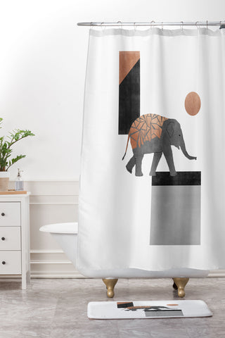 Orara Studio Elephant Mosaic I Shower Curtain And Mat