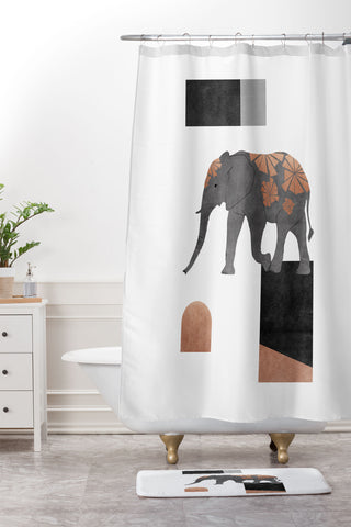 Orara Studio Elephant Mosaic II Shower Curtain And Mat