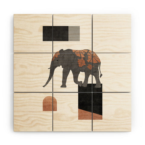 Orara Studio Elephant Mosaic II Wood Wall Mural