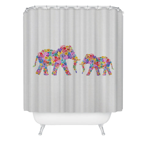 Orara Studio Floral Elephants Shower Curtain