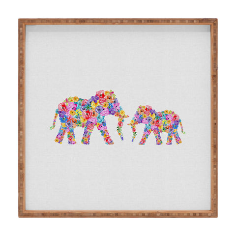 Orara Studio Floral Elephants Square Tray