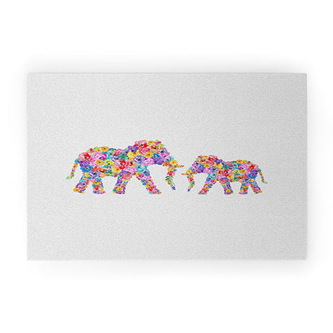 Orara Studio Floral Elephants Welcome Mat