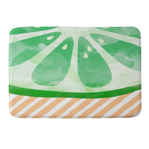 Orara Studio Fruit Painting Lime Memory Foam Bath Mat
