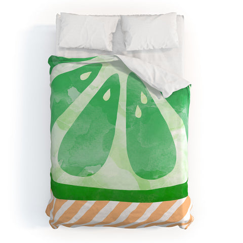Orara Studio Fruit Painting Lime Duvet Cover