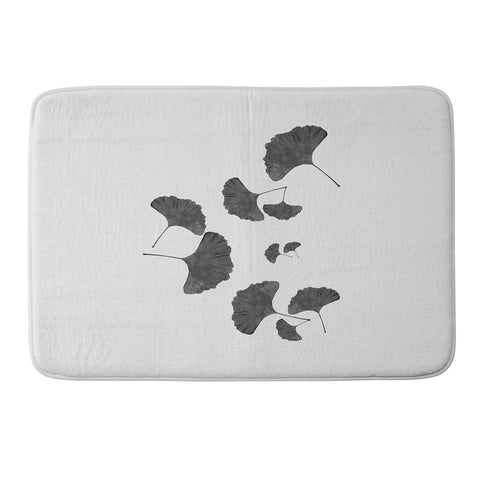 Orara Studio Ginkgo Leaf Black and White I Memory Foam Bath Mat