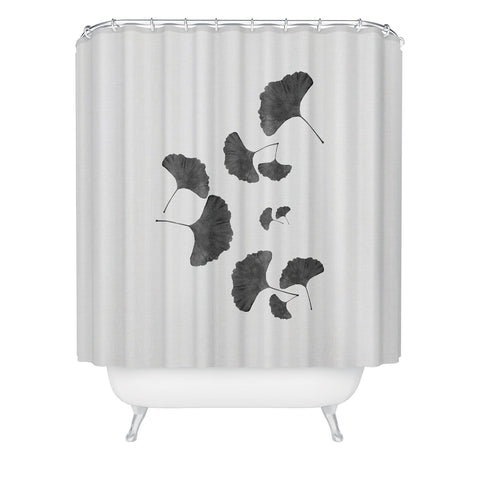 Orara Studio Ginkgo Leaf Black and White I Shower Curtain