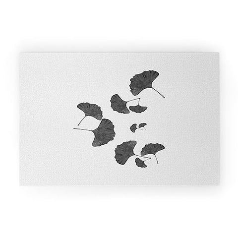 Orara Studio Ginkgo Leaf Black and White I Welcome Mat