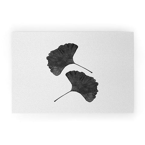 Orara Studio Ginkgo Leaf Black and White II Welcome Mat