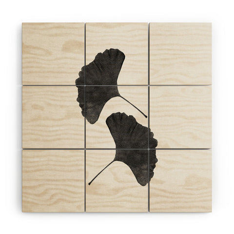 Orara Studio Ginkgo Leaf Black and White II Wood Wall Mural