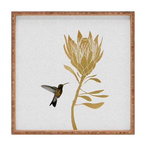 Orara Studio Hummingbird and Flower I Square Tray