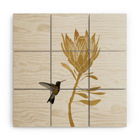 Orara Studio Hummingbird and Flower I Wood Wall Mural