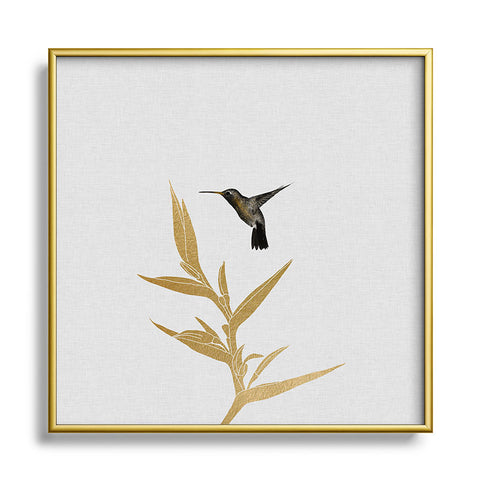 Orara Studio Hummingbird and Flower II Metal Square Framed Art Print