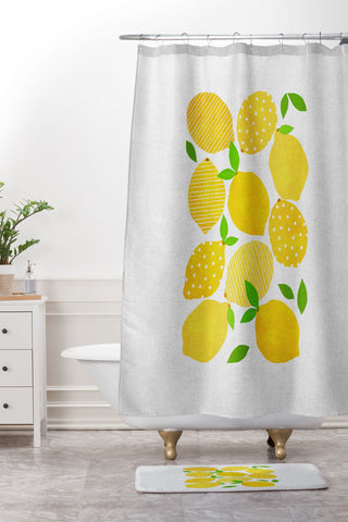 Orara Studio Lemon Crowd Shower Curtain And Mat