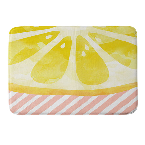 Orara Studio Lemon Fruit Painting Memory Foam Bath Mat