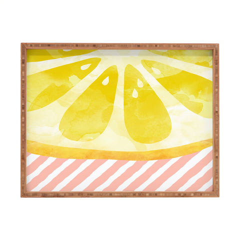 Orara Studio Lemon Fruit Painting Rectangular Tray