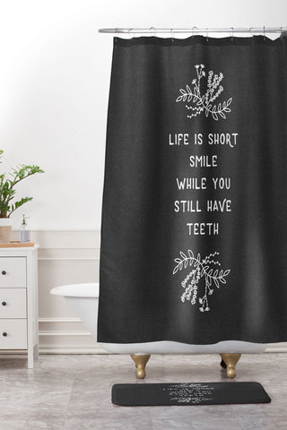 Orara Studio Life Is Short Funny Quote Shower Curtain And Mat
