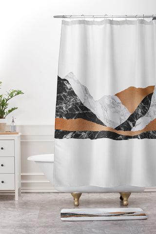 Orara Studio Marble Landscape I Shower Curtain And Mat