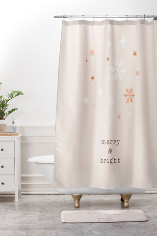Orara Studio Merry And Bright Quote Shower Curtain And Mat