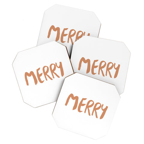 Orara Studio Merry Seasonal Typography Coaster Set