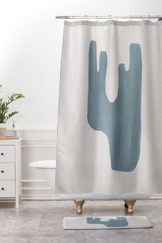 Orara Studio Mid Century Blue IV Shower Curtain And Mat