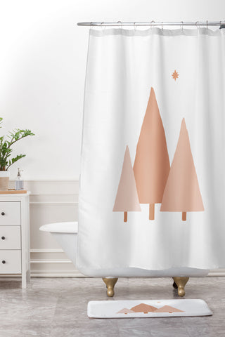 Orara Studio Minimal Trees Shower Curtain And Mat