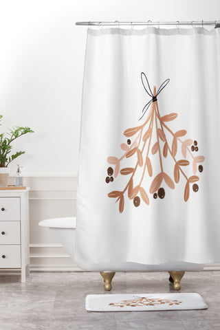 Orara Studio Mistletoe Illustration Shower Curtain And Mat
