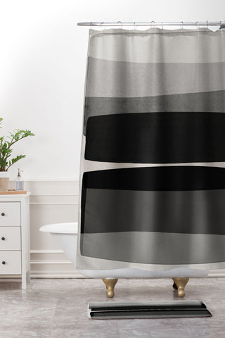 Orara Studio Modern Black and White Shower Curtain And Mat